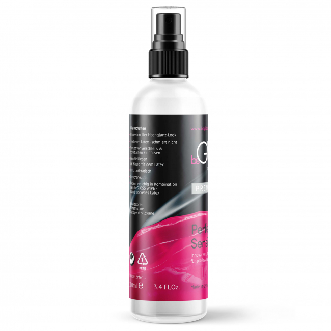 beGloss PERFECT SHINE,latex rinsuing bath,latex polish,shiny latex,latex care,high gloss latex,Rubbermagic,Latex store Dresden